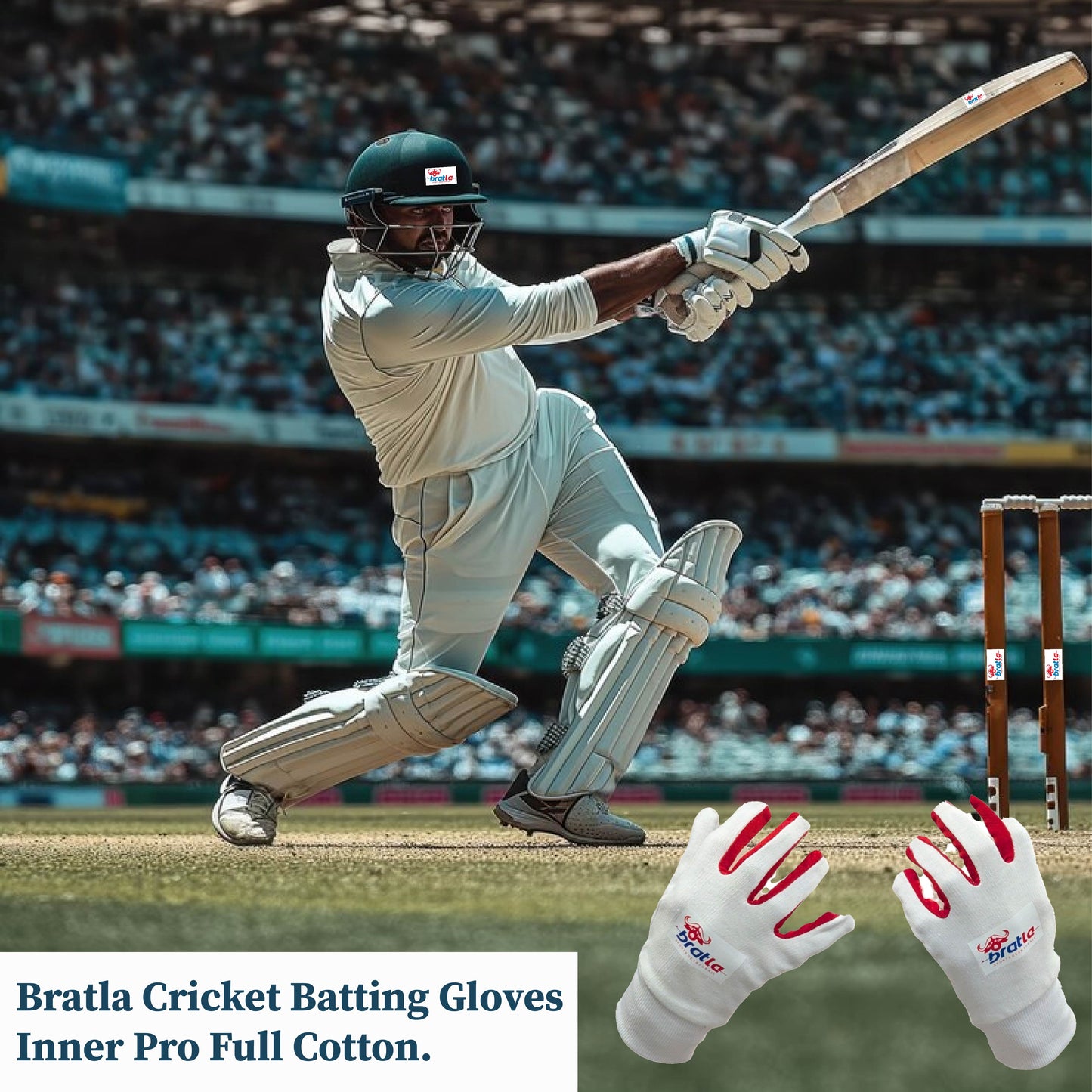Bratla Cricket Batting Gloves Inner Pro Full Cotton | Premium Quality