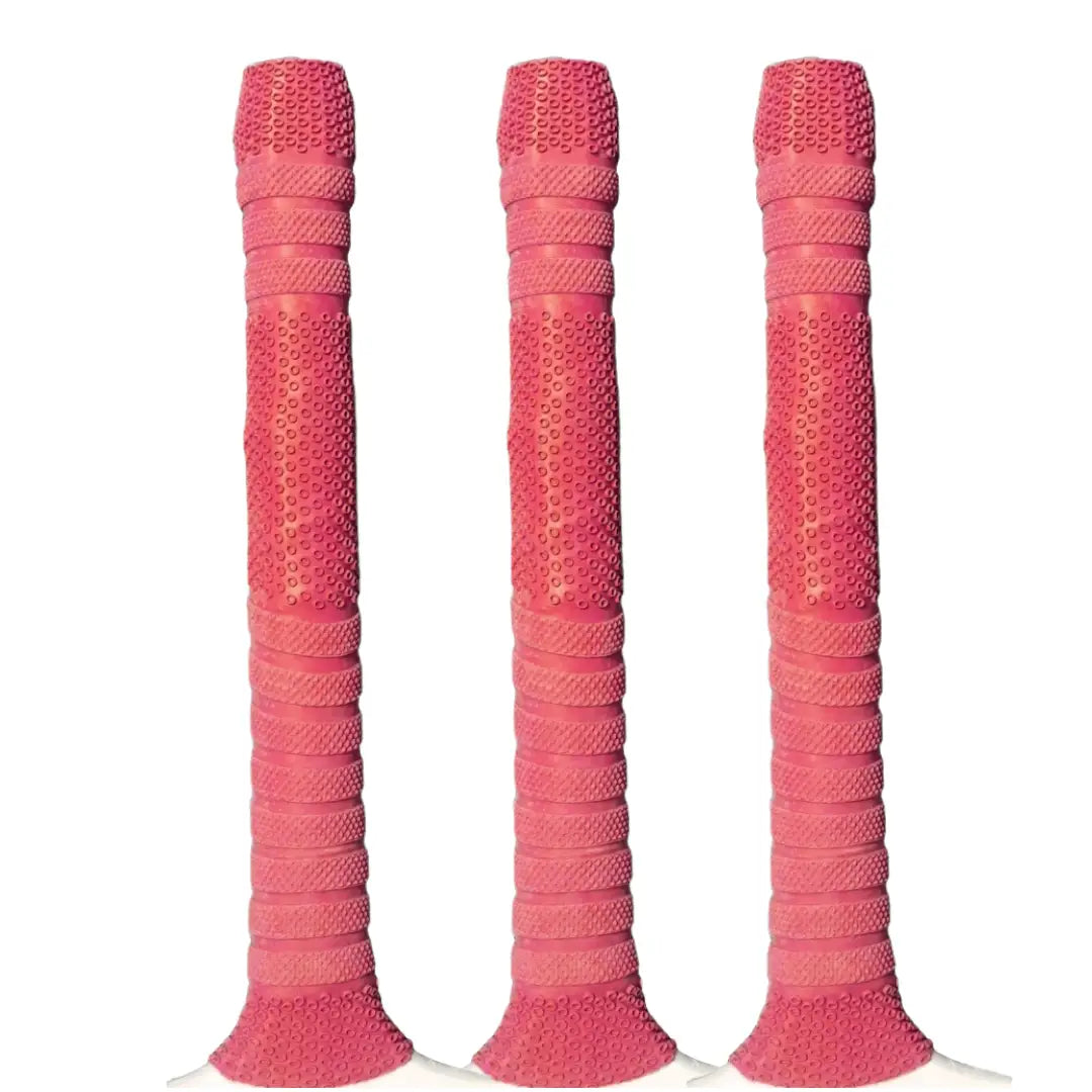 Bratla Semi Octopus/Players Cricket Bat Rubber Grip Pack of 3 - Red - Cricket Bat Grip