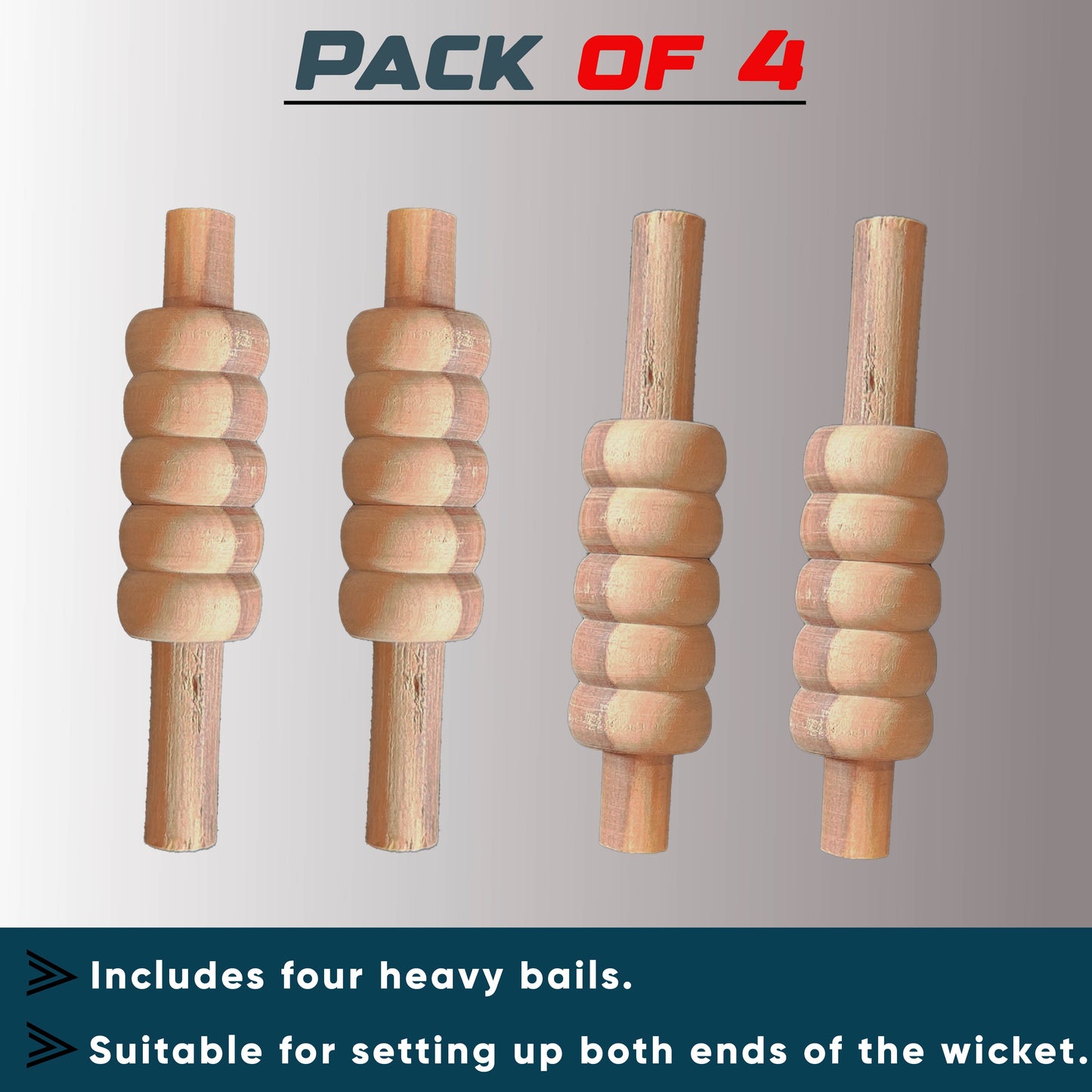 CBB Cricket Stumps Wicket Bails Heavy Duty Set of 4 Standard Size