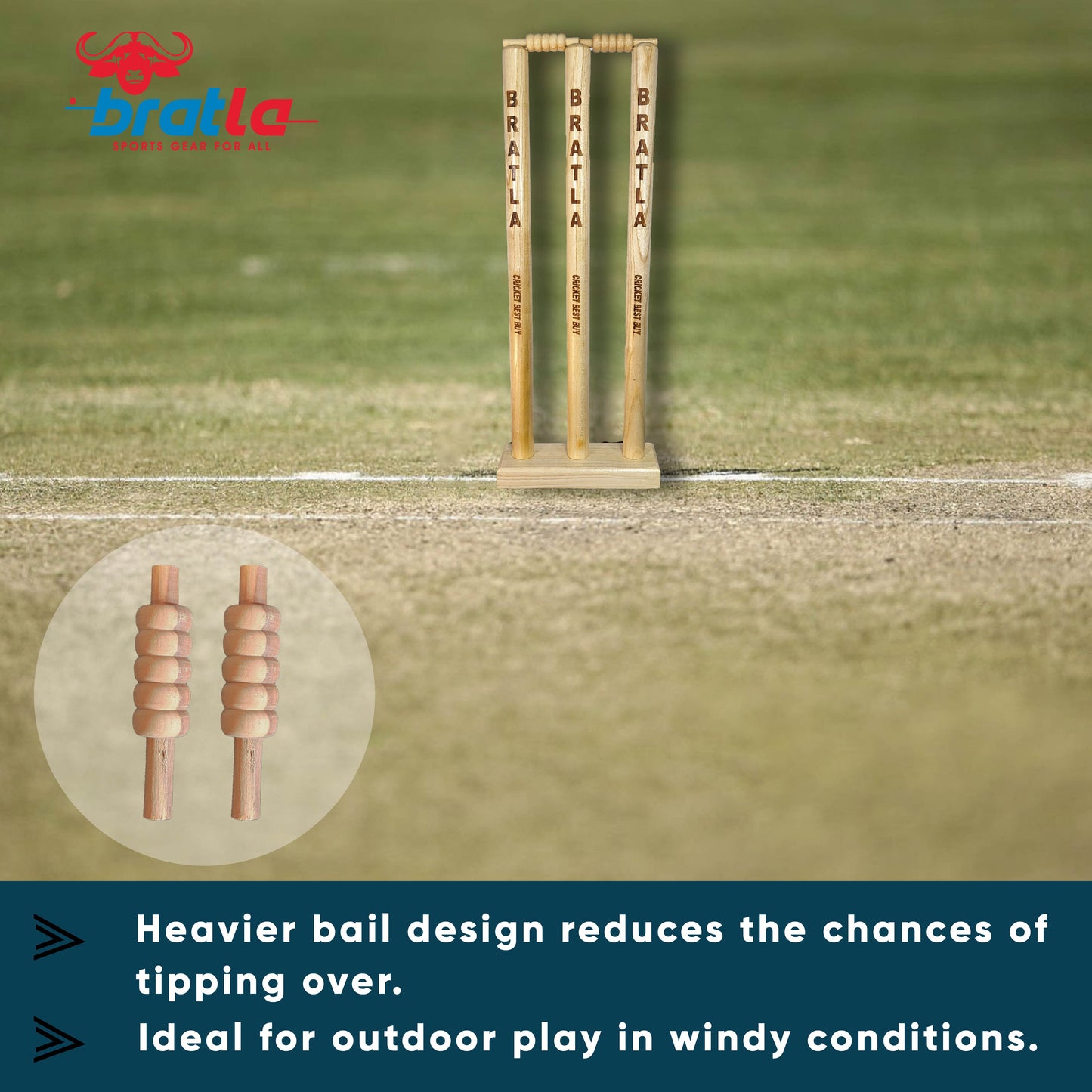 CBB Cricket Stumps Wicket Bails Heavy Duty Set of 4 Standard Size