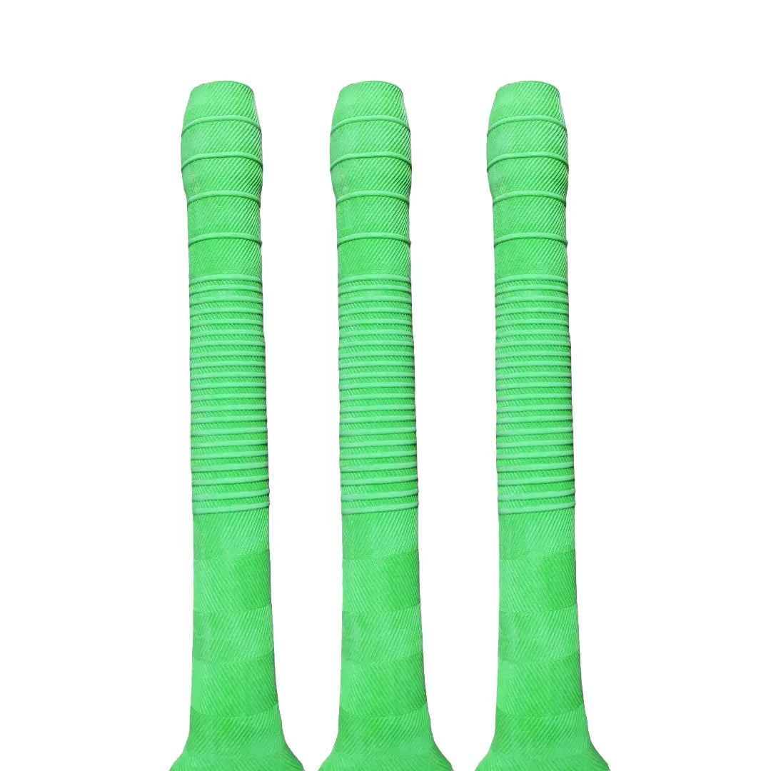 Bratla Chevron Rib Cricket Bat Rubber Grip Pack of 3 - Green - Cricket Bat Grip