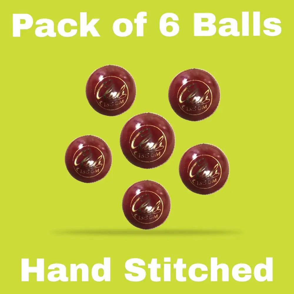 Bratla Club Cricket Ball Leather Hard Ball for Junior & Senior Pack of 6 - BALL - 4 PCS LEATHER