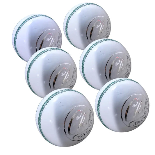 Bratla Club Cricket Ball White Leather Hard Ball for Junior & Senior Pack of 6 - BALL - 4 PCS LEATHER