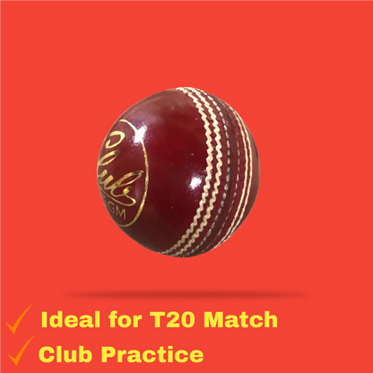 Bratla Club Cricket Ball Red Leather Hard Ball for Junior & Senior Pack of 6 - BALL - 4 PCS LEATHER