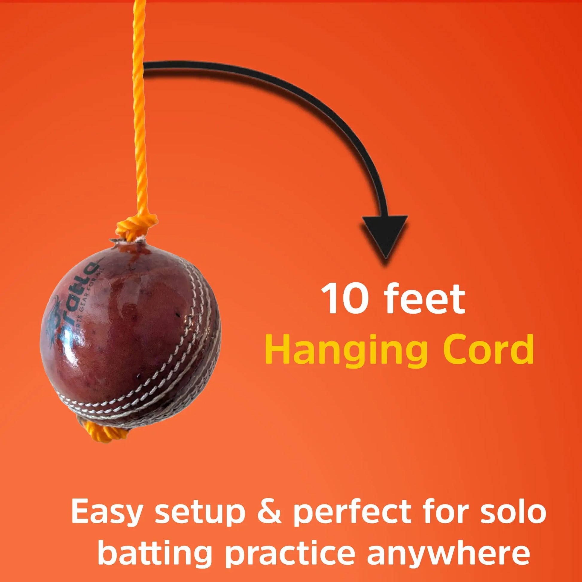 Bratla Hanging Cricket Ball with Cord String Leather Seasoned Cricket Ball For Batting Practice - BALL - TRAINING SENIOR