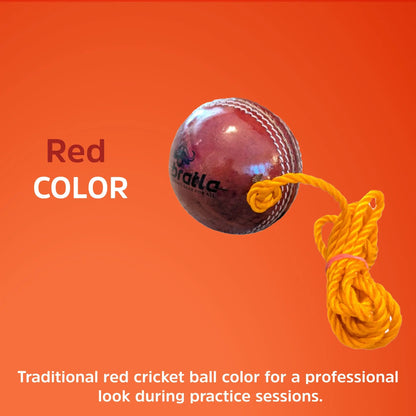 Bratla Hanging Cricket Ball with Cord String Leather Seasoned Cricket Ball For Batting Practice - BALL - TRAINING SENIOR