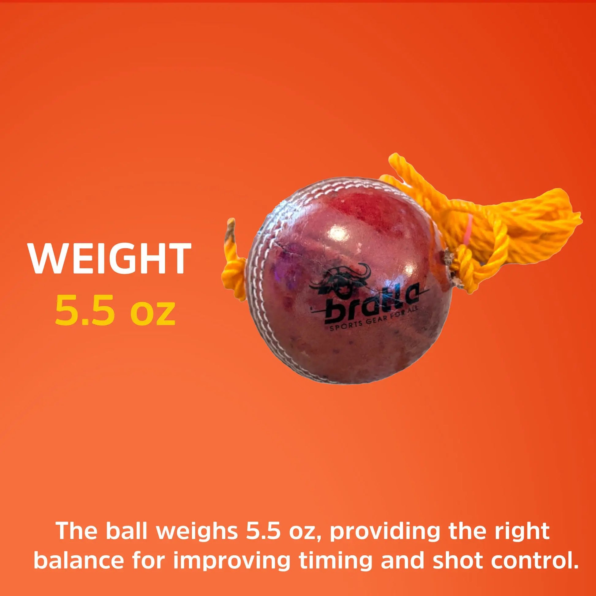 Bratla Hanging Cricket Ball with Cord String Leather Seasoned Cricket Ball For Batting Practice - BALL - TRAINING SENIOR