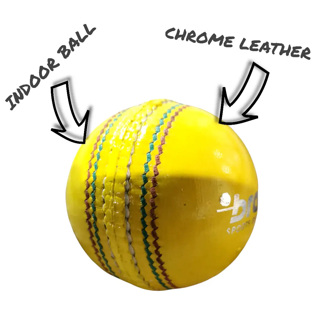 Bratla Indoor Cricket Ball Yellow Lightweight Specifically Designed for Indoor Games - Yellow - BALL - INDOOR