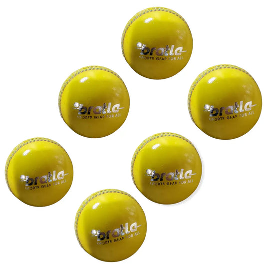 Bratla Indoor Cricket Ball Yellow Lightweight Specifically Designed for Indoor Games Pack of 6 - Yellow - BALL - INDOOR