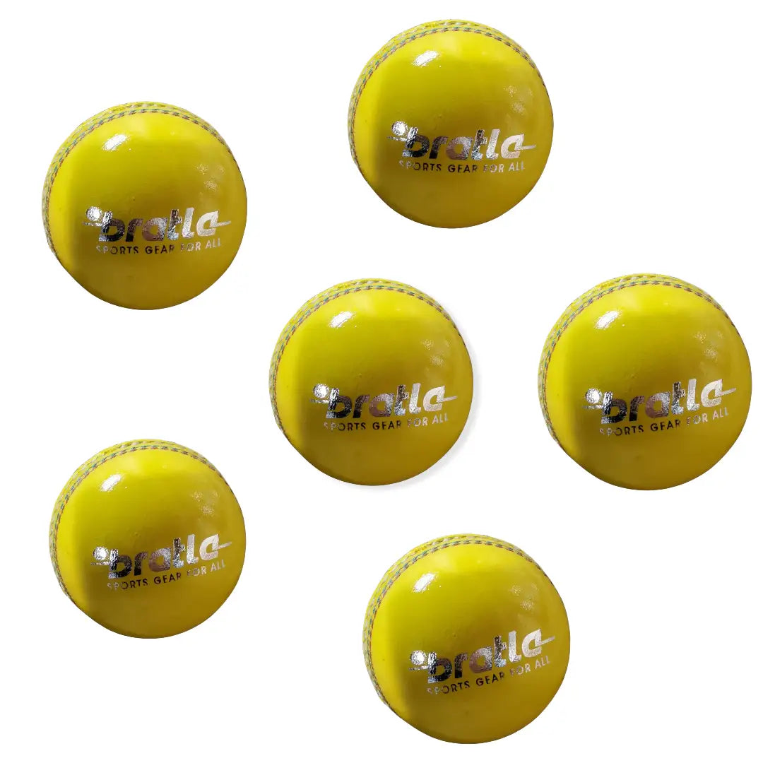 Bratla Indoor Cricket Ball Yellow Lightweight Specifically Designed for Indoor Games Pack of 6 - Yellow - BALL - INDOOR