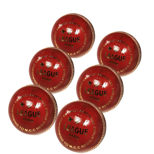 Bratla League Cricket Ball Red Leather Hard Ball Hand Stitched Pack of 6 Senior - Red / Senior - BALL - 4 PCS LEATHER