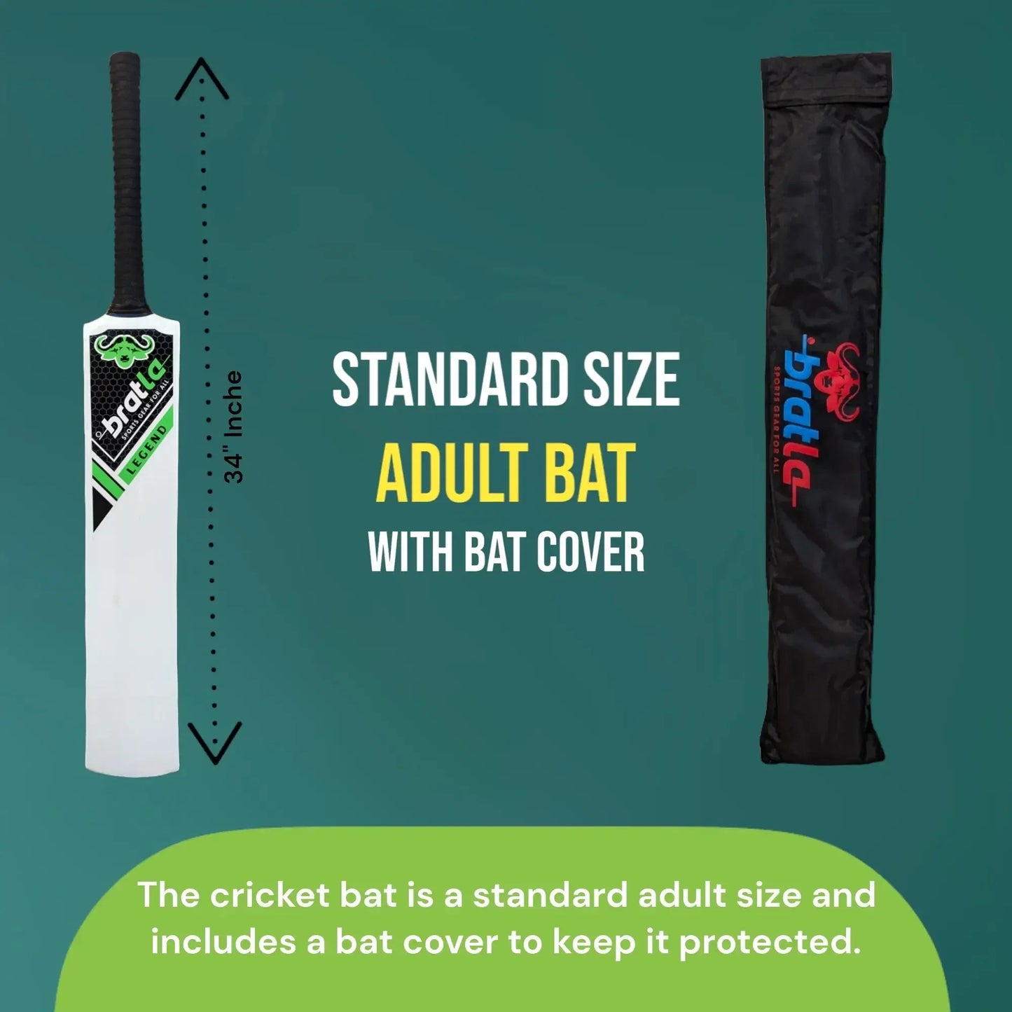 Bratla Legend Cricket Bat for Tape Tennis Ball Full Size Men - BATS - SOFTBALL