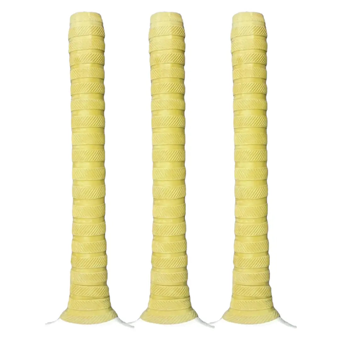 Bratla Players Cricket Bat Rubber Grip Pack of 3 - Yellow - Cricket Bat Grip