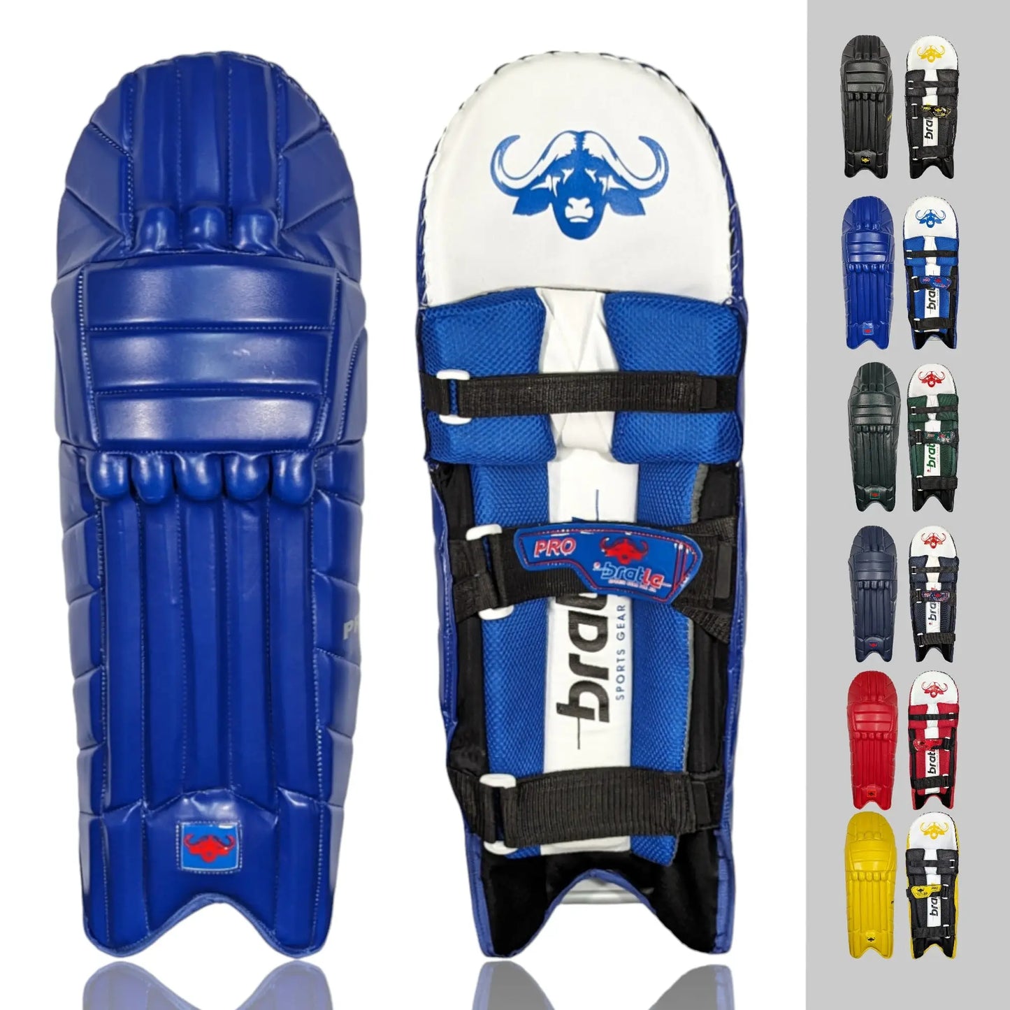 Bratla Pro Colored Cricket Batting Pads Legguard Adult - Blue - PADS - BATTING