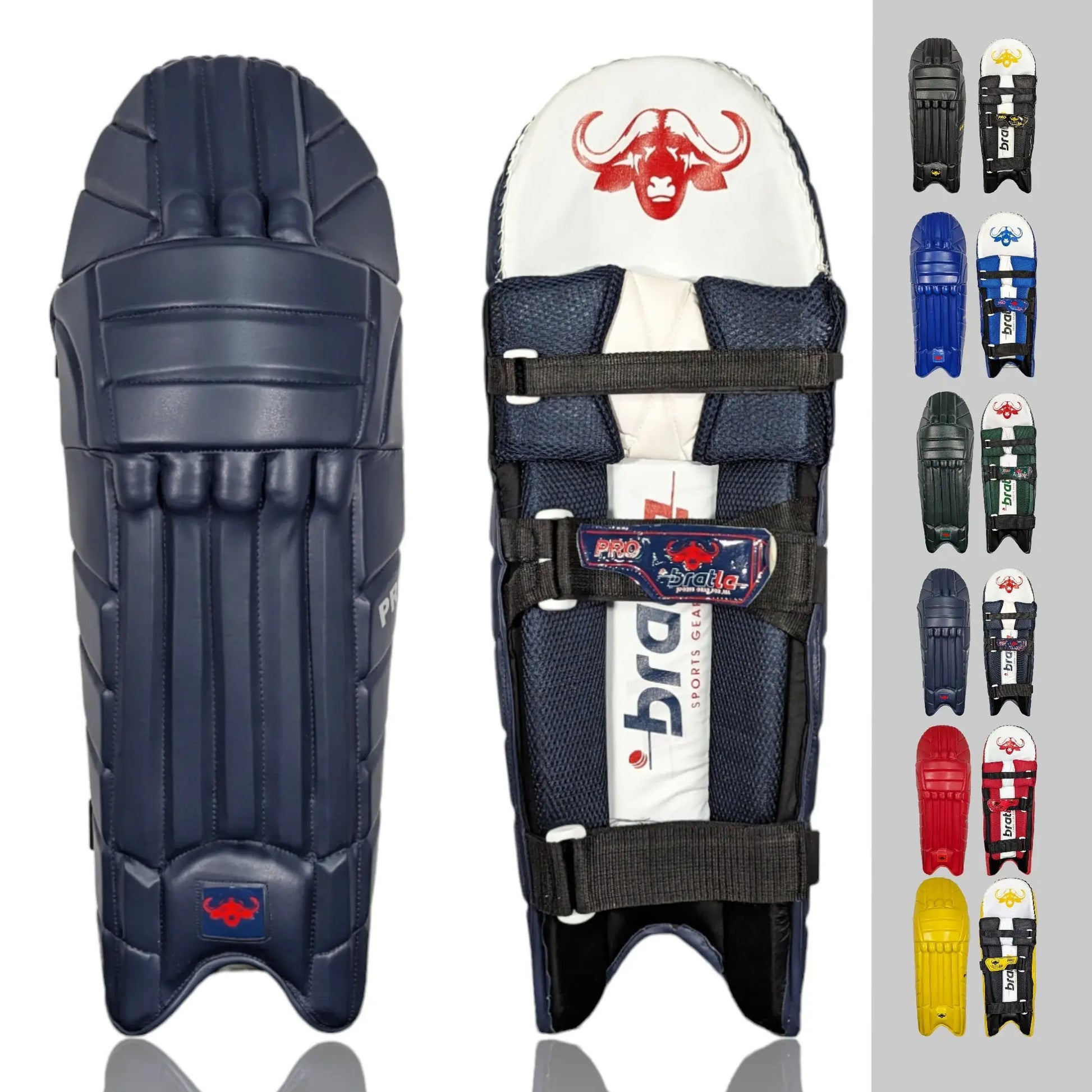 Bratla Pro Colored Cricket Batting Pads Legguard Adult - Navy - PADS - BATTING