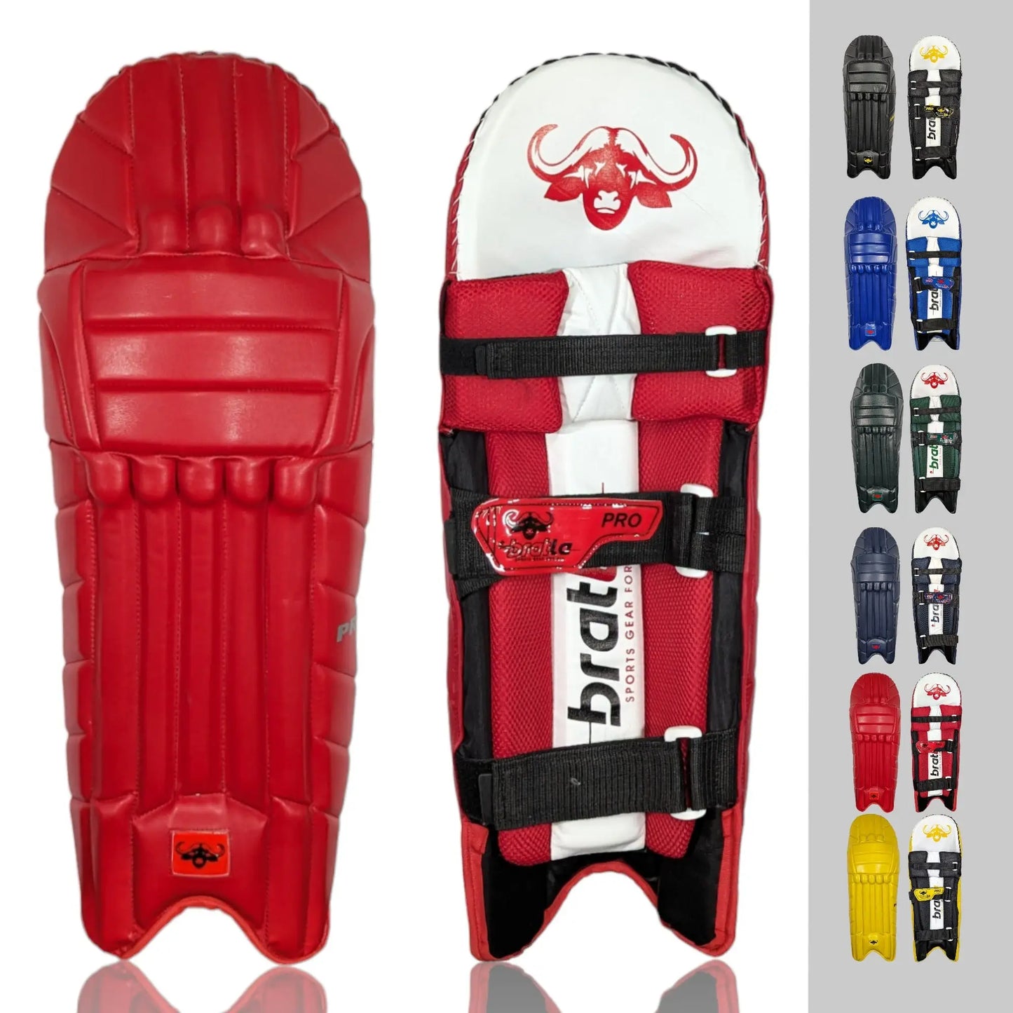 Bratla Pro Colored Cricket Batting Pads Legguard Adult - Red - PADS - BATTING