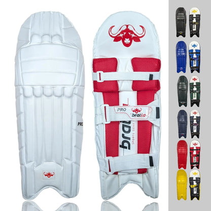 Bratla Pro Colored Cricket Batting Pads Legguard Adult - White - PADS - BATTING