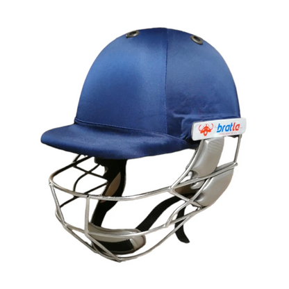 Bratla Cricket Helmet Navy With Extra Padding Neck guard Fixed Grille - HELMETS & HEADGEAR