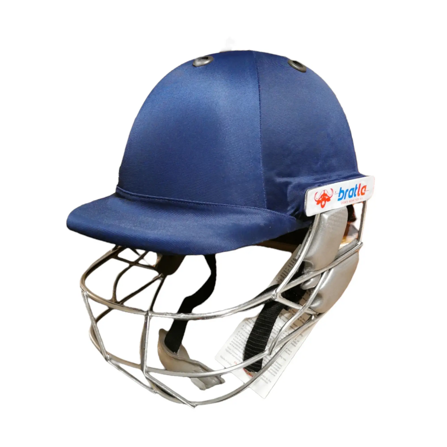 Bratla Cricket Helmet Navy With Extra Padding Neck guard Fixed Grille - HELMETS & HEADGEAR