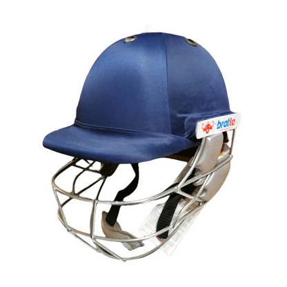 Bratla Cricket Helmet Navy With Extra Padding Neck guard Fixed Grille - HELMETS & HEADGEAR