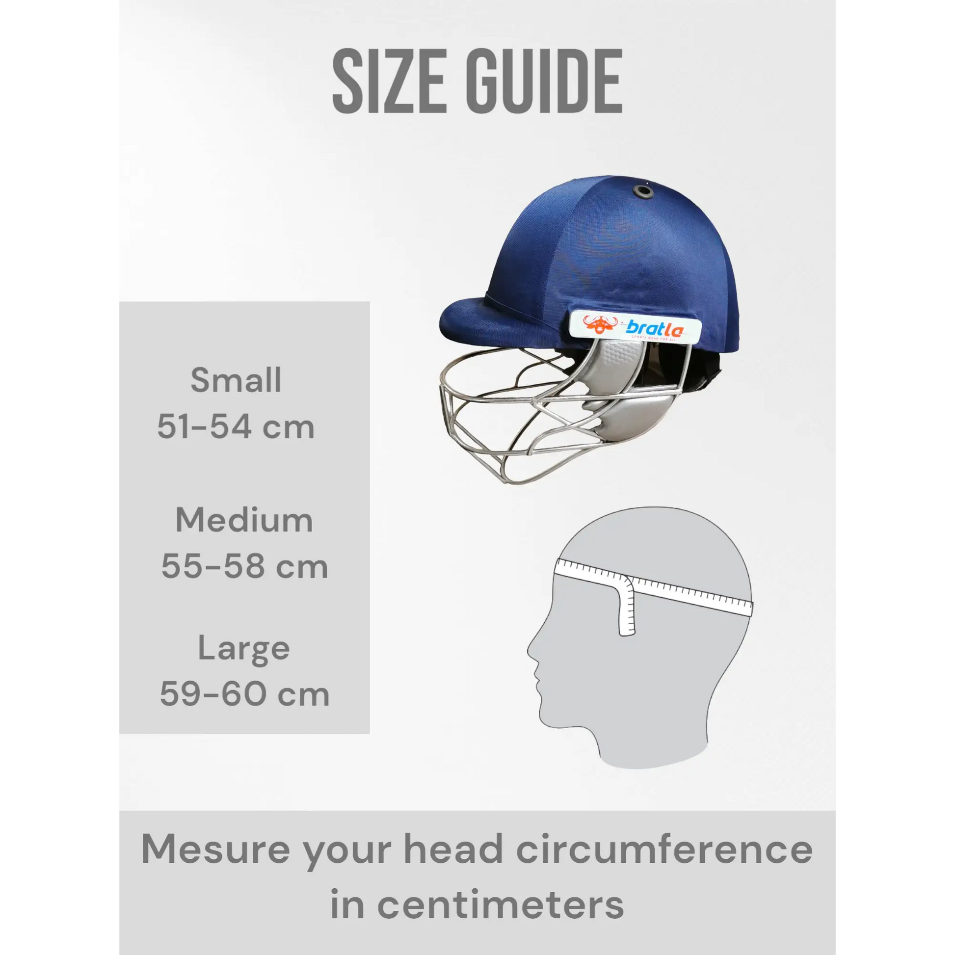 Bratla Cricket Helmet Navy With Extra Padding Neck guard Fixed Grille - HELMETS & HEADGEAR