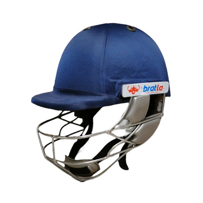 Bratla Cricket Helmet Navy With Extra Padding Neck guard Fixed Grille - HELMETS & HEADGEAR