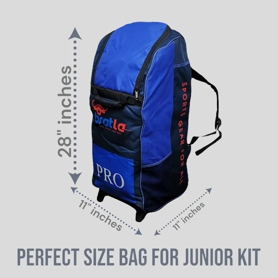 Bratla Pro Cricket Kit Bag Duffle Wheelie for Junior Cricketers Navy/Blue - BAG - PERSONAL