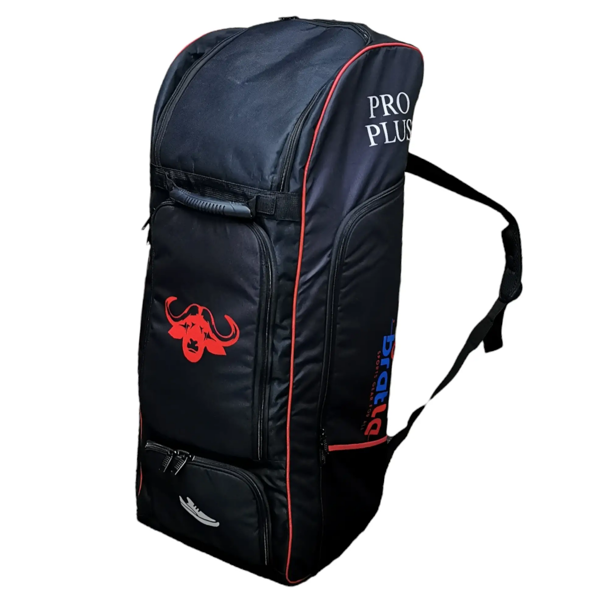 Bratla Pro Plus Cricket Kit Bag Duffle for Full Size Kit with 6 Pockets Black/Red - BAG - PERSONAL