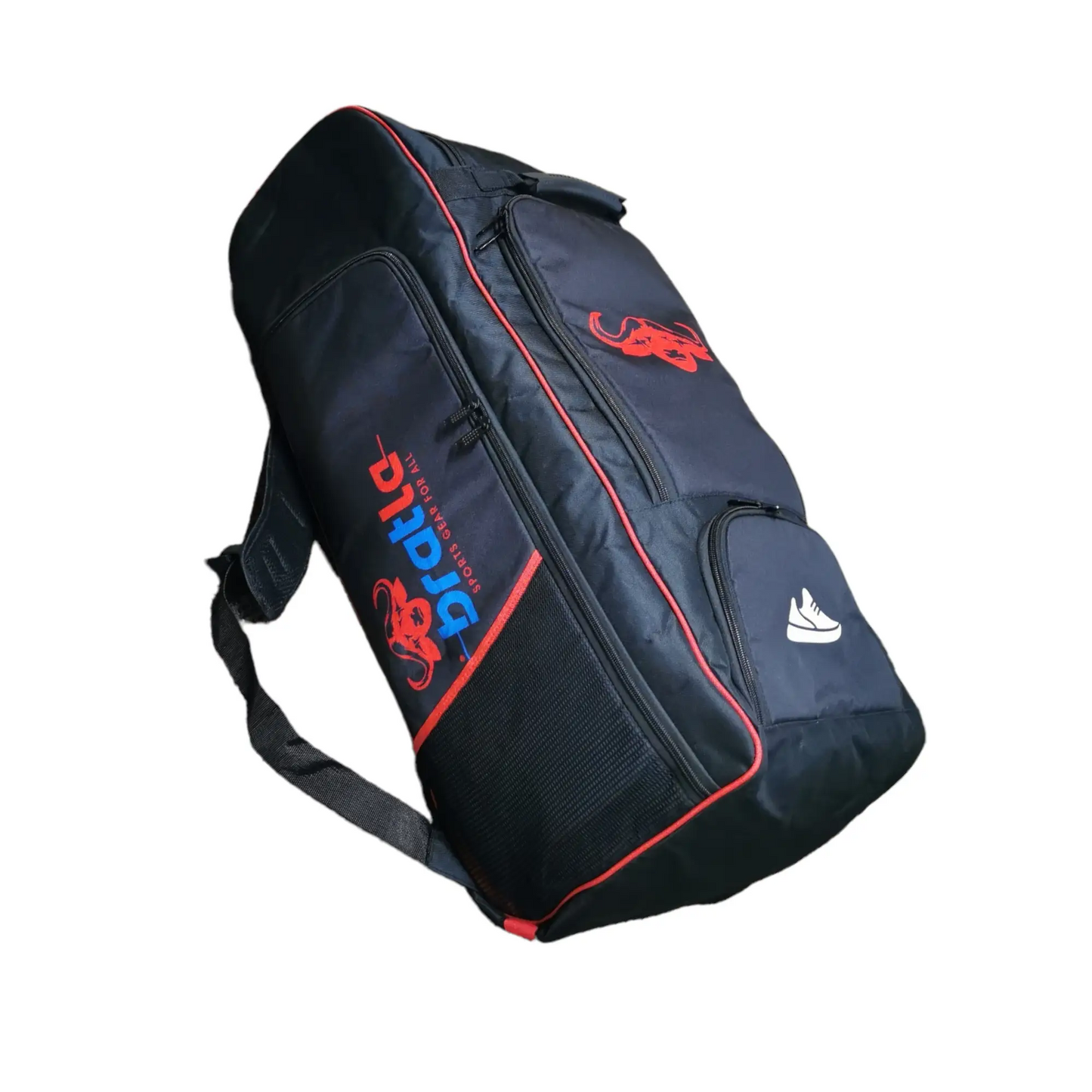 Bratla Pro Plus Cricket Kit Bag Duffle for Full Size Kit with 6 Pockets Black/Red - BAG - PERSONAL