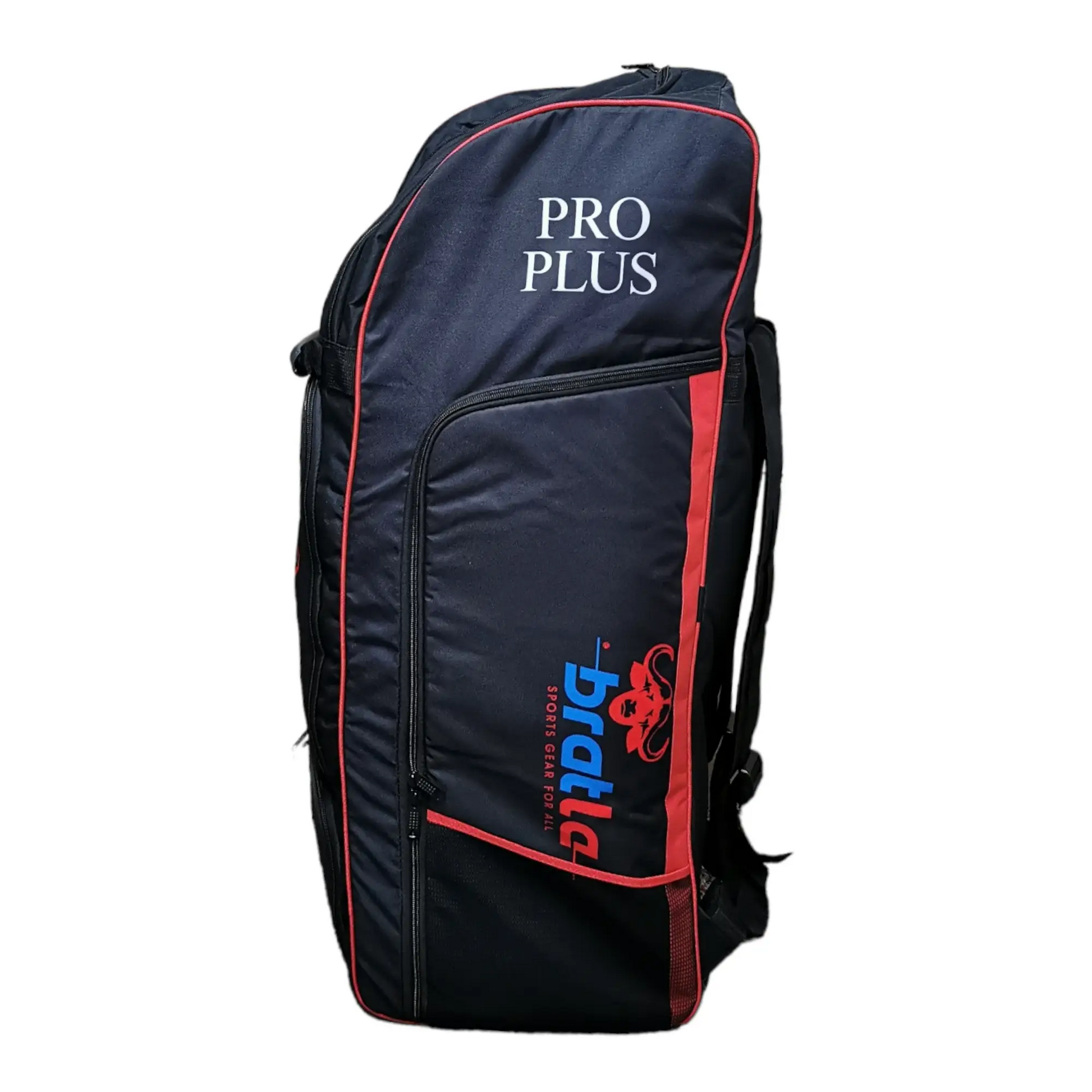 Bratla Pro Plus Cricket Kit Bag Duffle for Full Size Kit with 6 Pockets Black/Red - BAG - PERSONAL