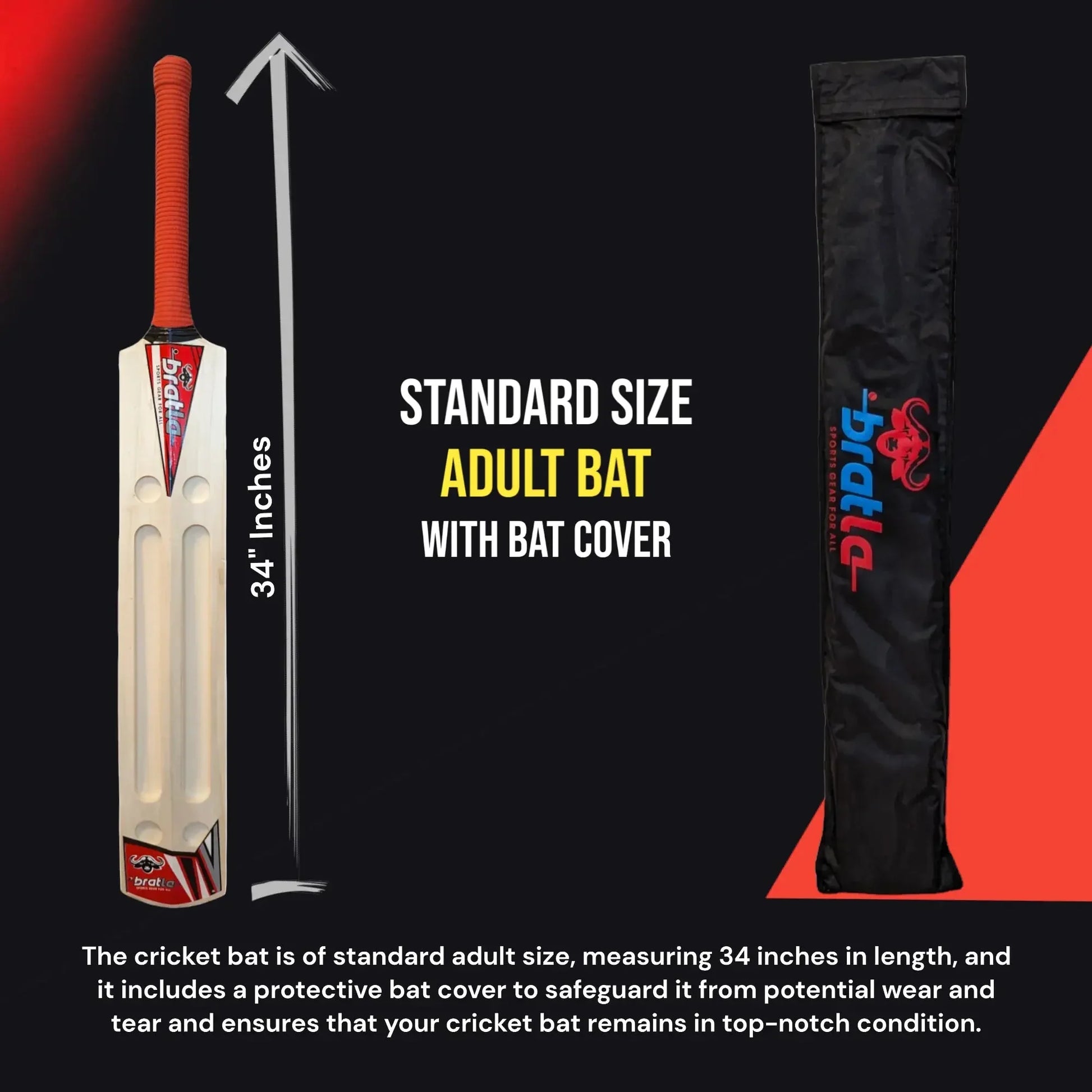 Bratla Scoop Jumbo Kashmir Willow Cricket Bat Adult - BATS - MENS KASHMIR WILLOW