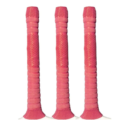 Bratla Semi Octopus/Players Cricket Bat Rubber Grip Pack of 3 - Red - Cricket Bat Grip