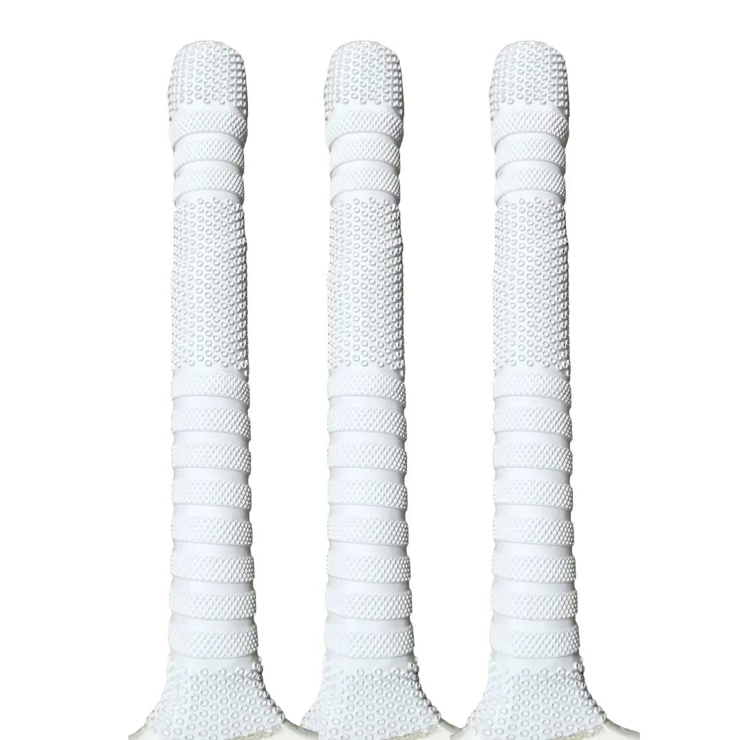 Bratla Semi Octopus/Players Cricket Bat Rubber Grip Pack of 3 - White - Cricket Bat Grip