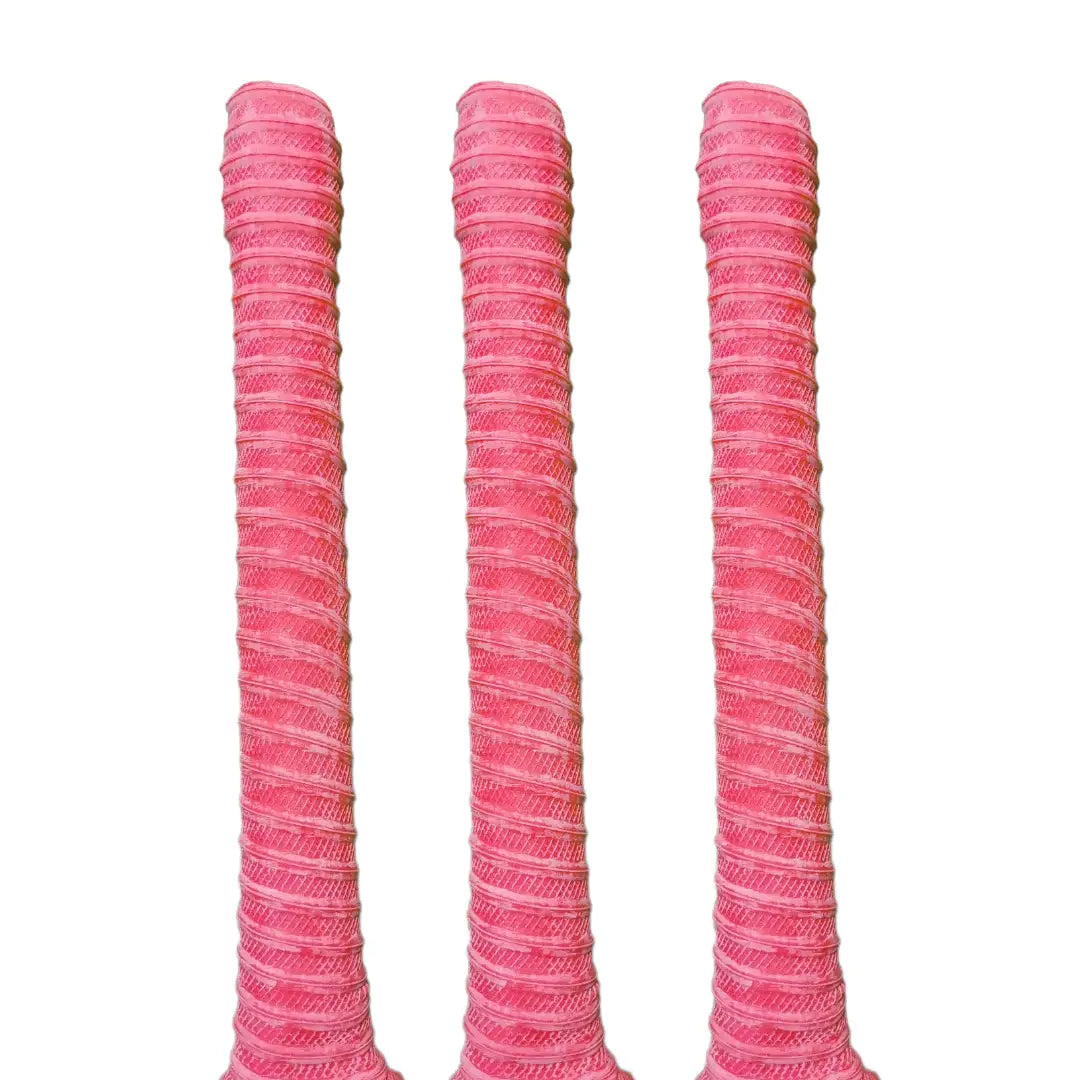 Bratla Spiral Cricket Bat Rubber Grip Pack of 3 - Red - Cricket Bat Grip