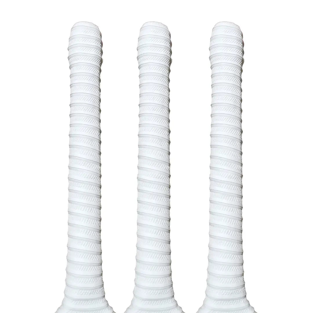 Bratla Spiral Cricket Bat Rubber Grip Pack of 3 - White - Cricket Bat Grip