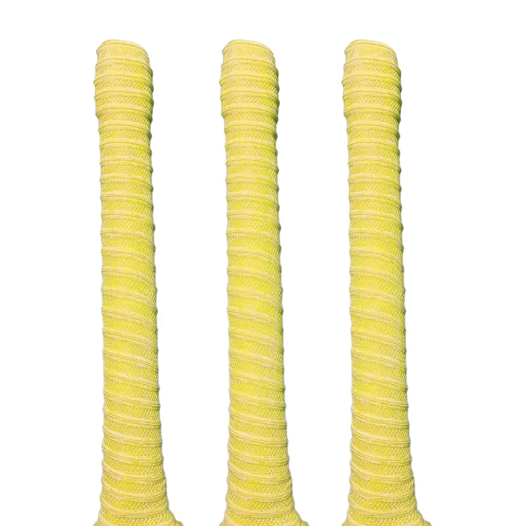 Bratla Spiral Cricket Bat Rubber Grip Pack of 3 - Yellow - Cricket Bat Grip