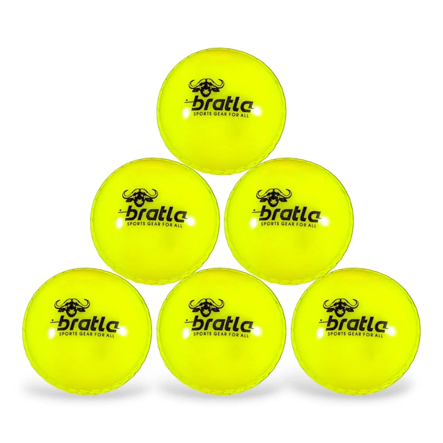 Bratla Wind Cricket Balls - Soft Training Practice Cricket Air Balls for Coaching Indoor & Outdoor - Pack of 6 - Yellow - BALL - TRAINING