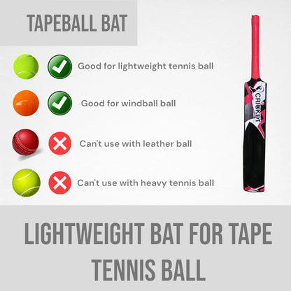 CBB Black Tiger Cricket Bat For Tape Tennis Softball Lightweight Men - BATS - SOFTBALL