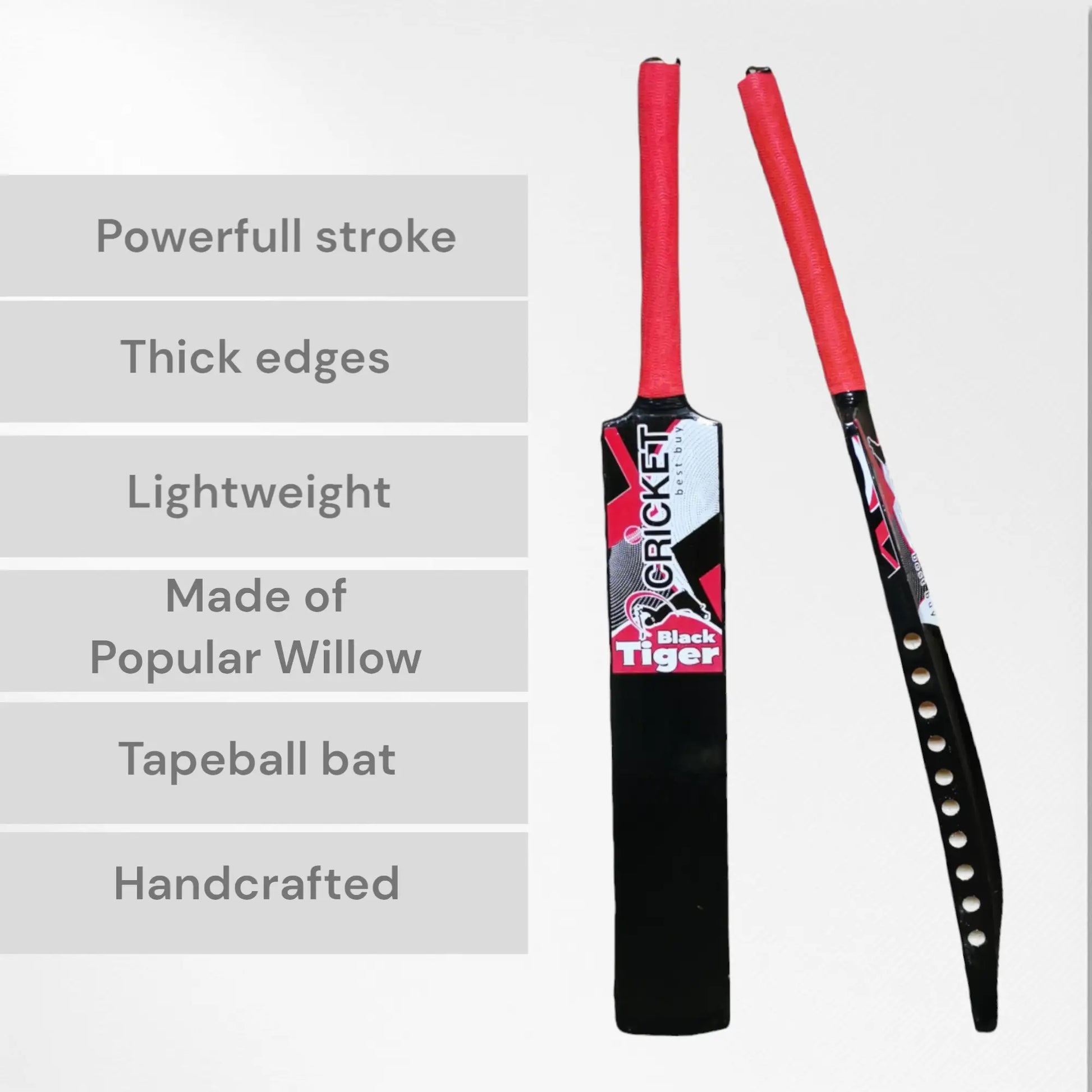 CBB Black Tiger Cricket Bat For Tape Tennis Softball Lightweight Men - BATS - SOFTBALL