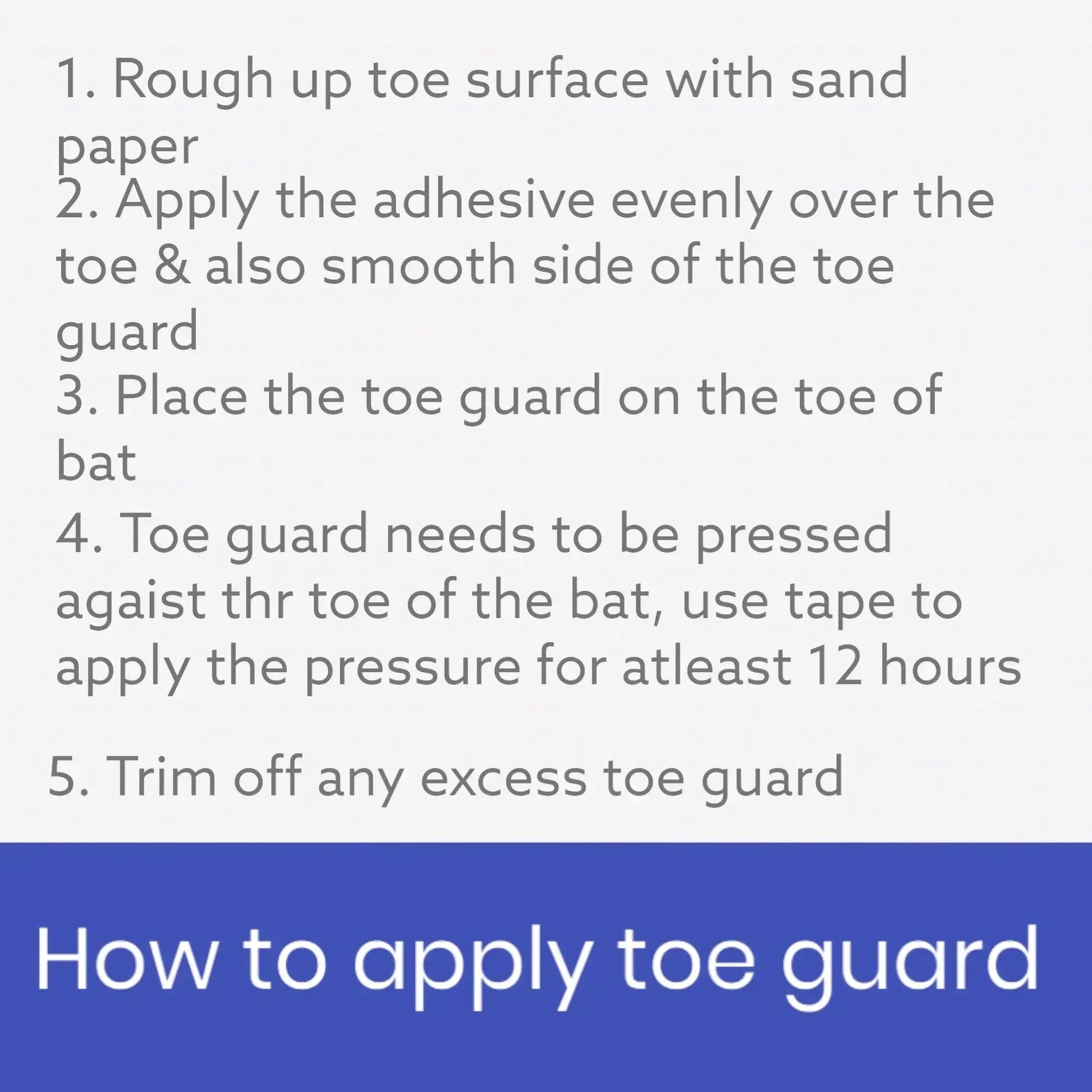 CBB Cricket Bat Toe Guard Protector Kit Prevents Damage to Toe - Bat Repair Kit