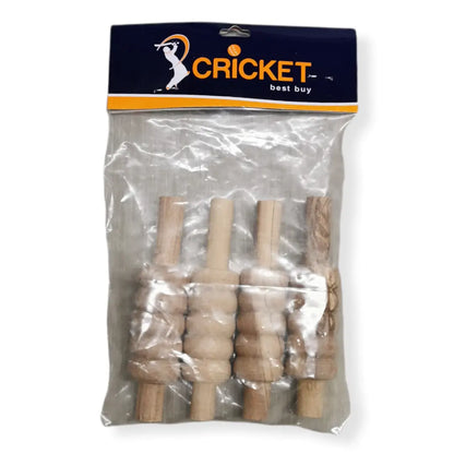 CBB Cricket Stumps Wicket Bails Heavy Duty Set of 4 Standard Size - STUMPS & BAILS