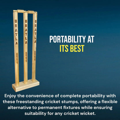 CBB Cricket Wicket Stumps Multi-Surface Placement with Wood Base - STUMPS