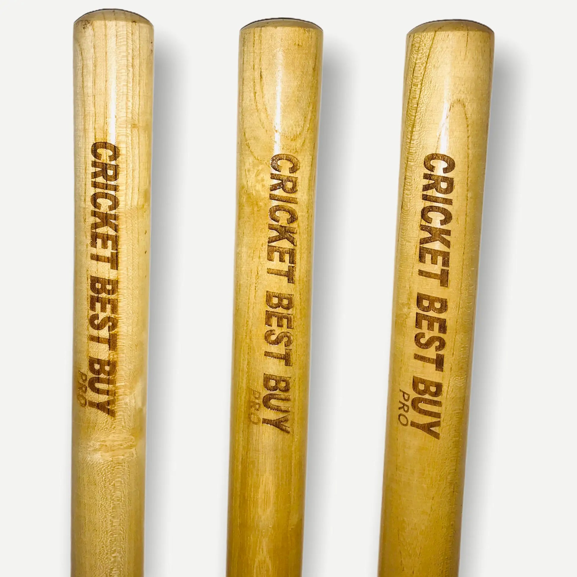 CBB Cricket Wicket Wood Stumps Pro Set of 3 with Bails - STUMPS & BAILS