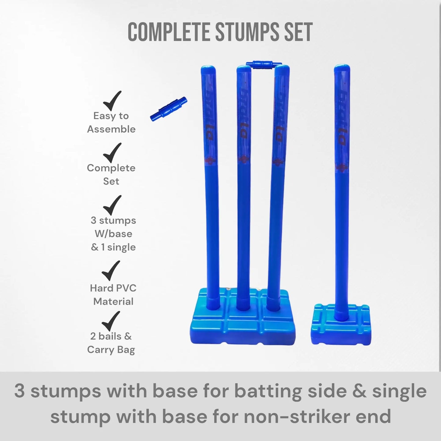 CBB Pro Cricket Plastic Wicket Stumps with Base Blue Multi Surface Placement - STUMPS