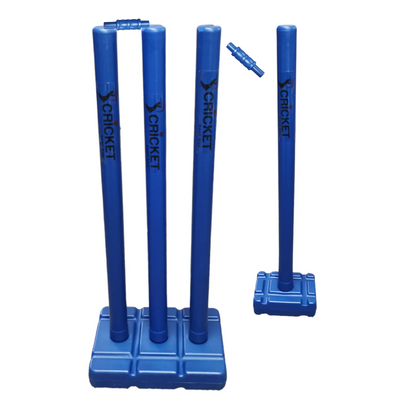 CBB Pro Cricket Plastic Wicket Stumps with Base Blue Multi Surface Placement - STUMPS