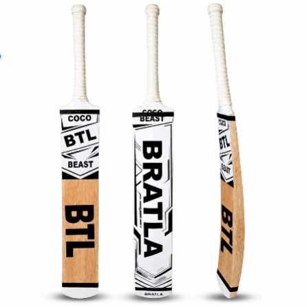 Bratla BTL Coco Beast Adult Cricket Bat for Tape Ball & Tennis Ball Cricket - Full Size Coconut Wood Durable Power Cricket Bat for Street, Practice & Match Play