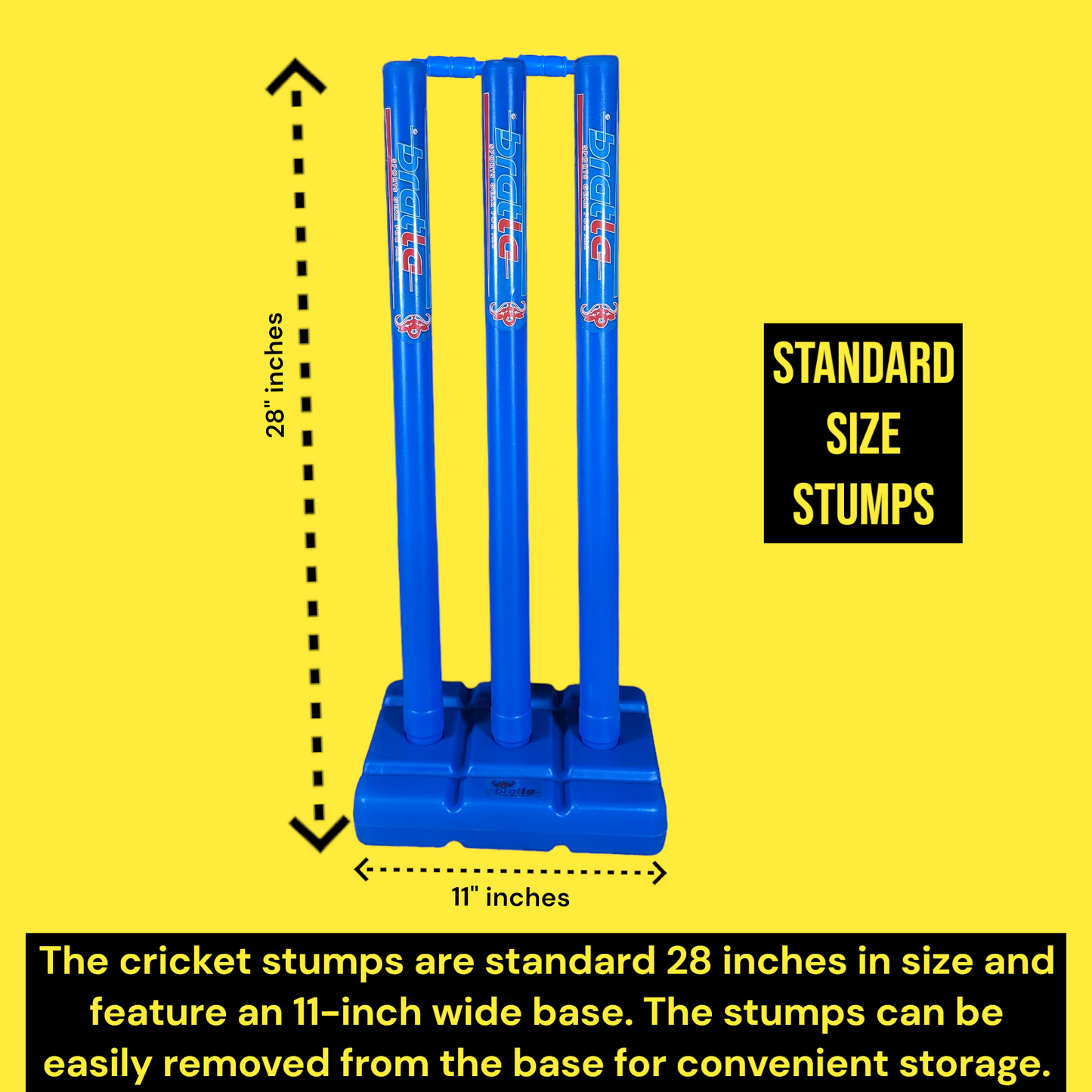 Bratla  Pro Cricket Plastic Wicket Stumps with Base Blue Multi Surface Placement
